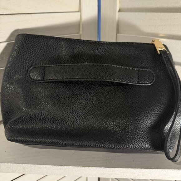 Bebe Black Clutch – Gemstone Embellished, Gold Hardware, 10x6” Evening Bag - Picture 5 of 6